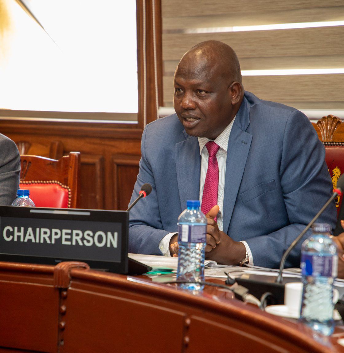 Appearing before the Parliamentary Departmental Committee on Regional Development, chaired by Hon. Peter Lochakapong.
